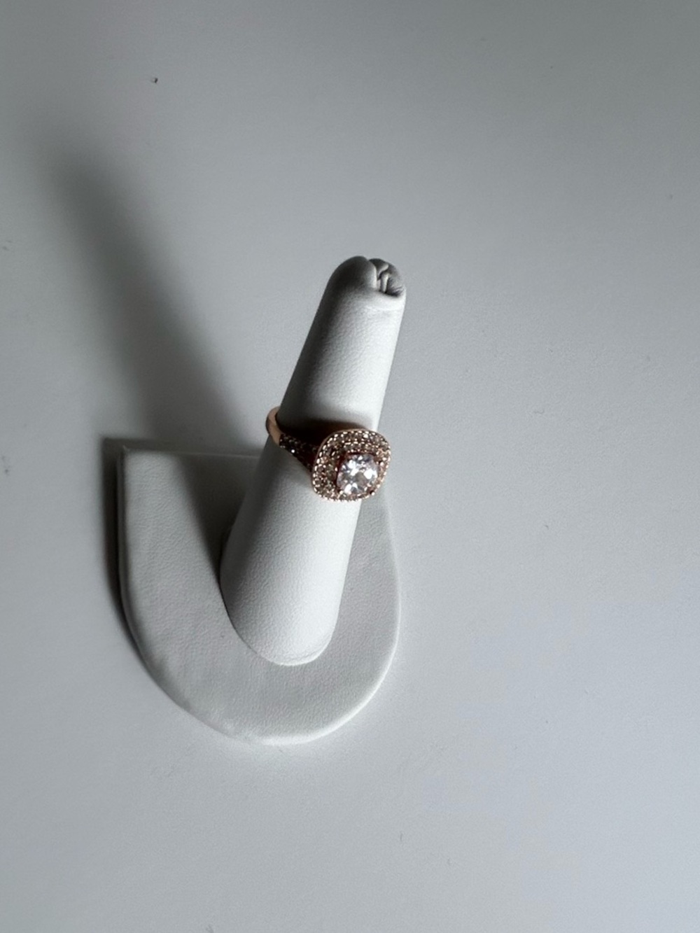 Rose Gold Halo Ring with Center Stone Size 7 - Picture 5 of 11